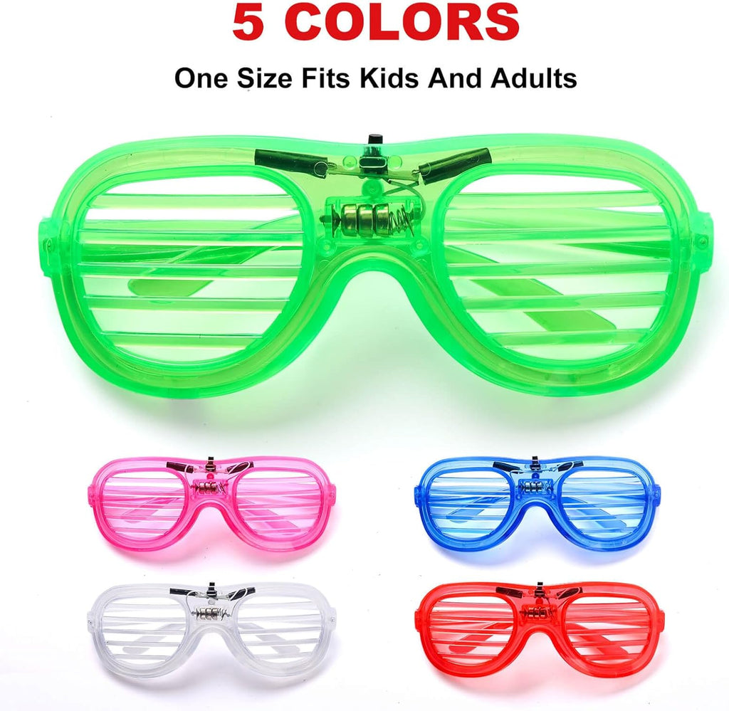 25 Packs LED Glasses Party Favor Bulk, 5 Neon Colors Glow in The Dark for Kids & Adults K780