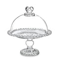 7" Crystal Cake Plate with Dome, Cake Stand with Cover, Round Pattern Glass Serving Platter with Lid for Kitchen Dining Bakery Pastries Display, Party, Entertaining, Dishwasher Safe(Clear)