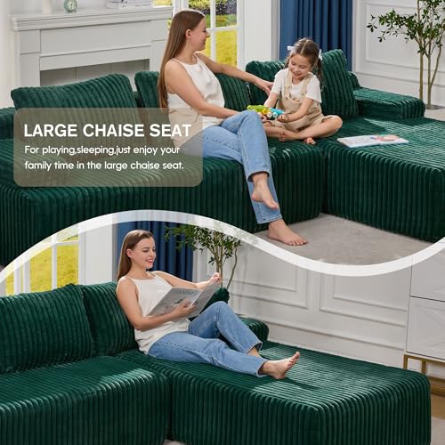 Modular Sectional Sofa L-Shape Couch with Oversized Chaise, Grey Stripe I49459