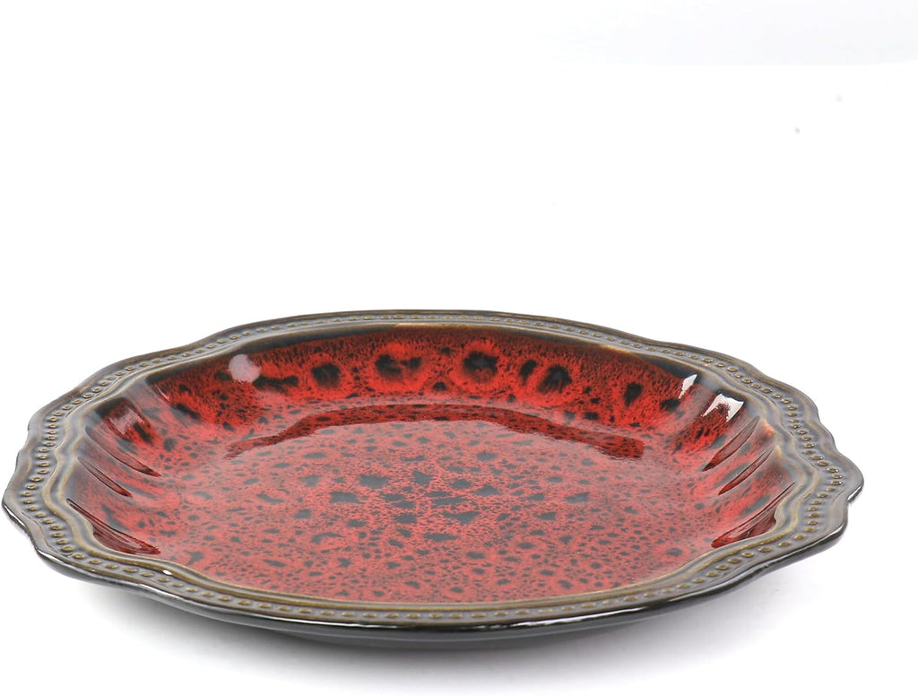 Elama Regency 6 Piece Stoneware Dinner Plate Set Red N208785
