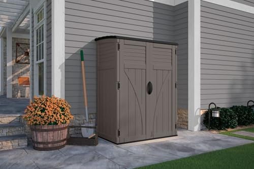 Suncast 54 Cubic Ft. Vertical Resin Outdoor Storage Shed with Lockable Double Doors C761295