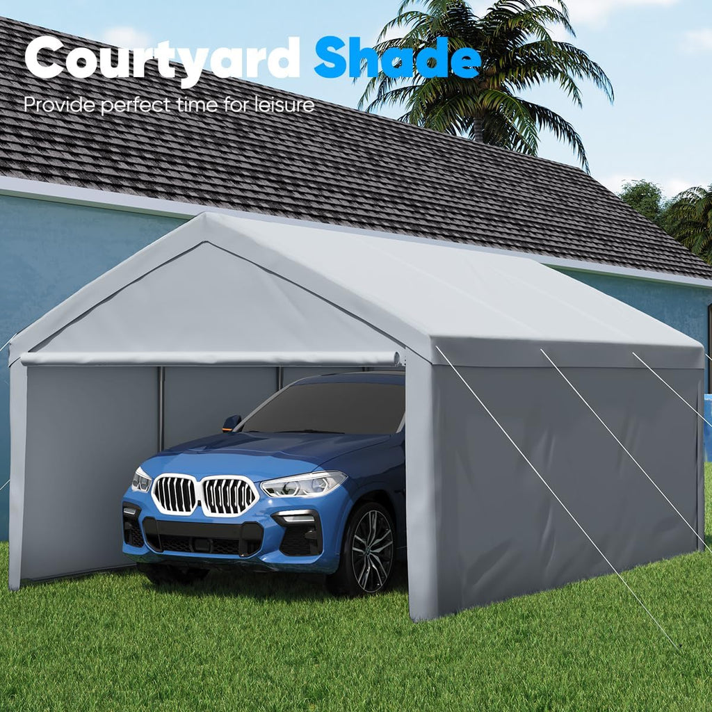 Quictent 13'x20' Heavy Duty Carport Galvanized Car Canopy Outdoor Boat Shelter - Silver Gray X40987