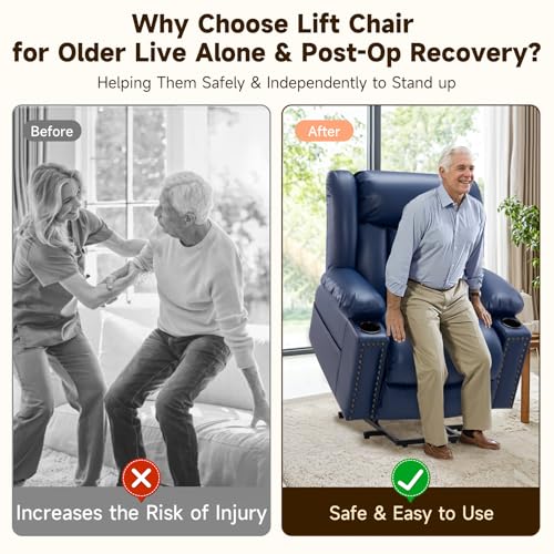 Large Power Lift Chair Recliner for Elderly with Heat and Massage, Dark Brown W500