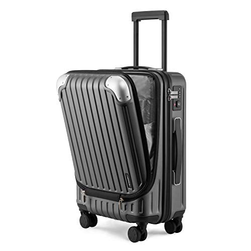 LEVEL8 Grace Carry On Luggage, 20” Hardside Suitcase, ABS+PC Harshell Spinner Luggage with TSA Lock, Spinner Wheels - Blue, 20-Inch Carry-On