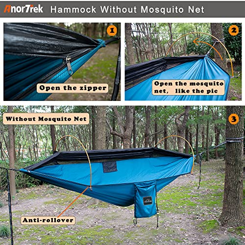 Camping Hammock with Mosquito Net, Lightweight Portable Double with Tree Straps, Blue L9892