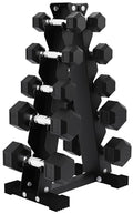 BalanceFrom Rubber Coated Hex Dumbbell Free Hand Weight Set w/Storage Rack, Multiple Options