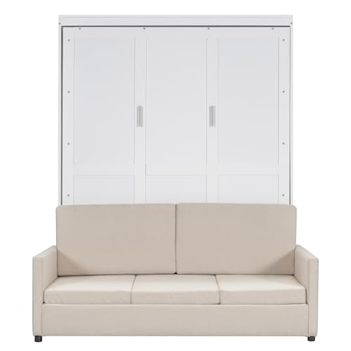 LZ LEISURE ZONE Queen Murphy Bed with Cushion, White M9247