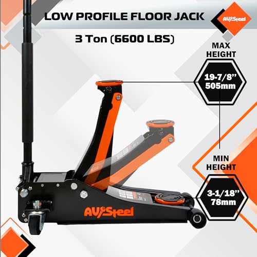 Low Profile Floor Jack 3 Ton Heavy Duty Hydraulic with Dual Pistons U580433