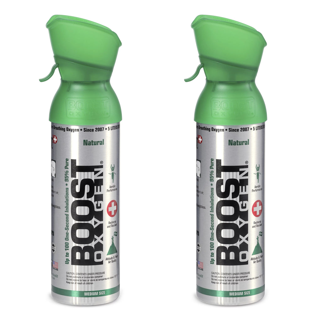 Boost Oxygen Natural Portable 5 Liter Pure Oxygen Canister, Flavorless (2 Pack)