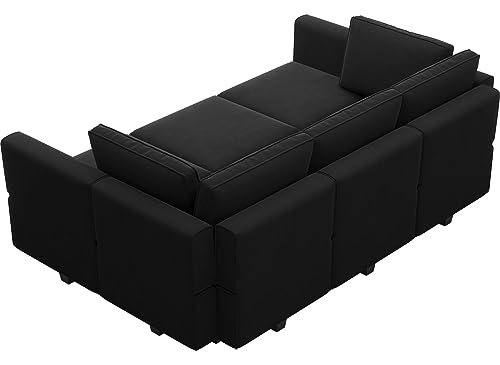 Belffin Modular Velvet Sectional Sofa with Chaise Lounge and Storage, Grey T418154