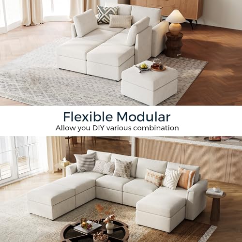 LINSY HOME Modular U Shaped Sectional Sofa with Storage, Blue M8981