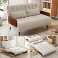 Convertible Chair Bed Sleeper for Adults with Wooden Arms, Linen G638