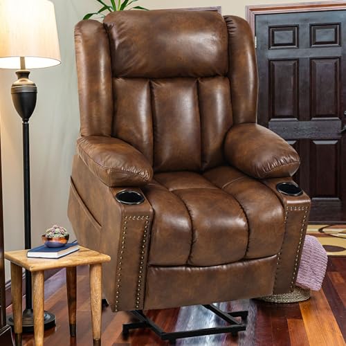 Large Power Lift Chair Recliner for Elderly with Heat and Massage, Dark Brown W500