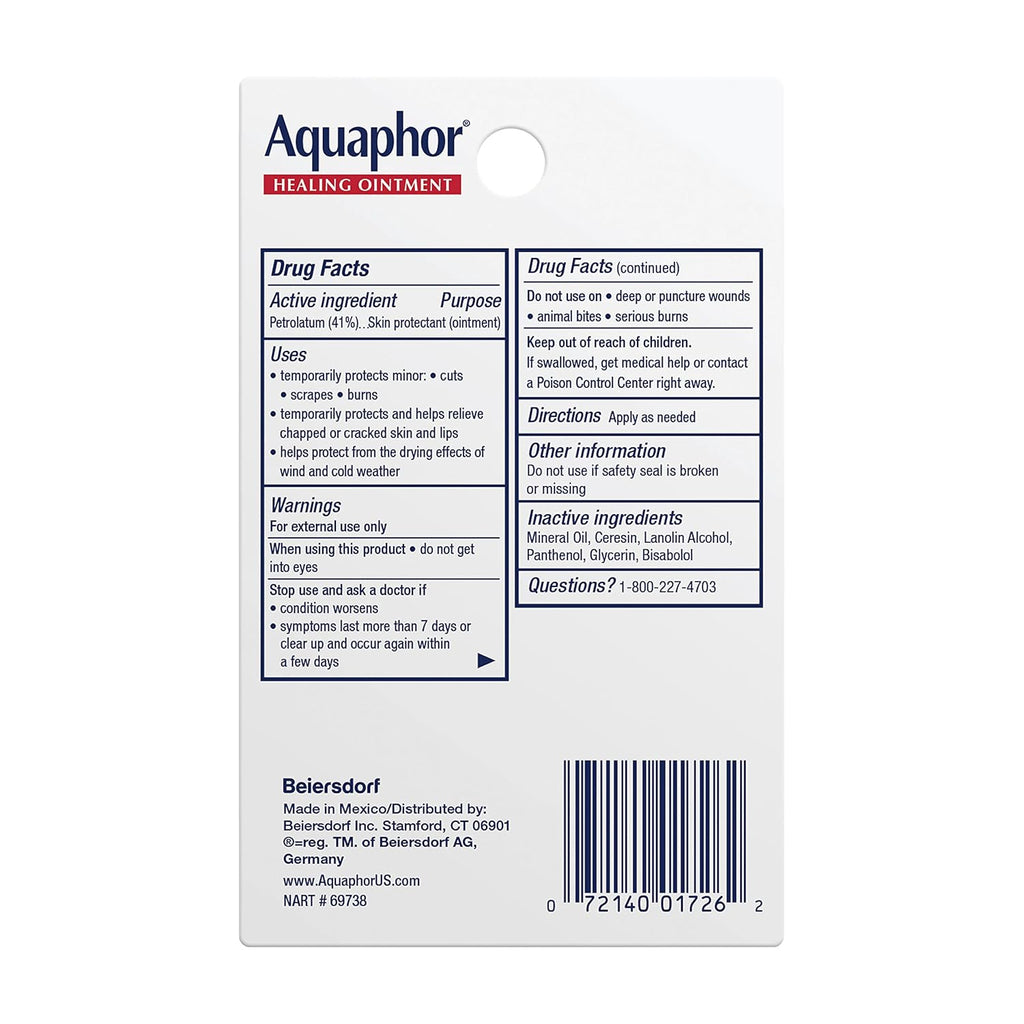 Aquaphor Healing Ointment Advanced Therapy Skin Protectant, 0.25 Oz Jar J51321