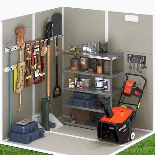UDPATIO Outdoor Storage Shed 6x6 FT Resin Garden Shed with Lockable Door D90316