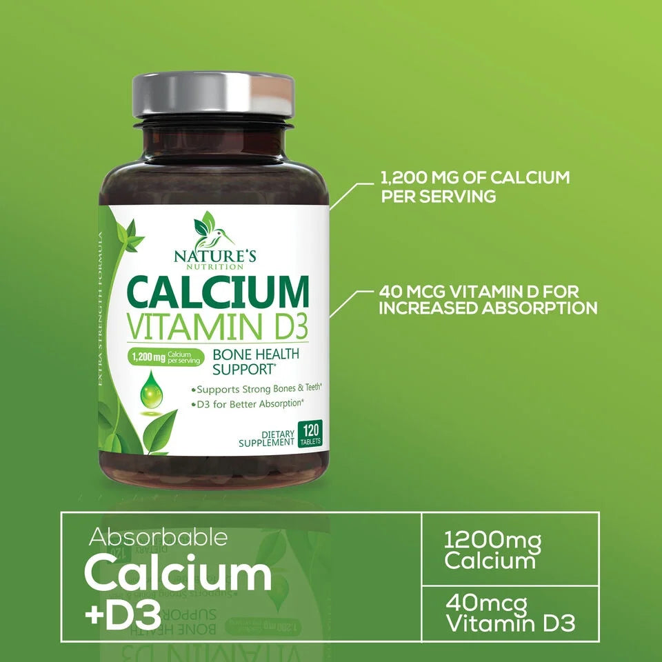 Calcium 1200mg with Vitamin D3 Supplement, 120 Capsules W696725