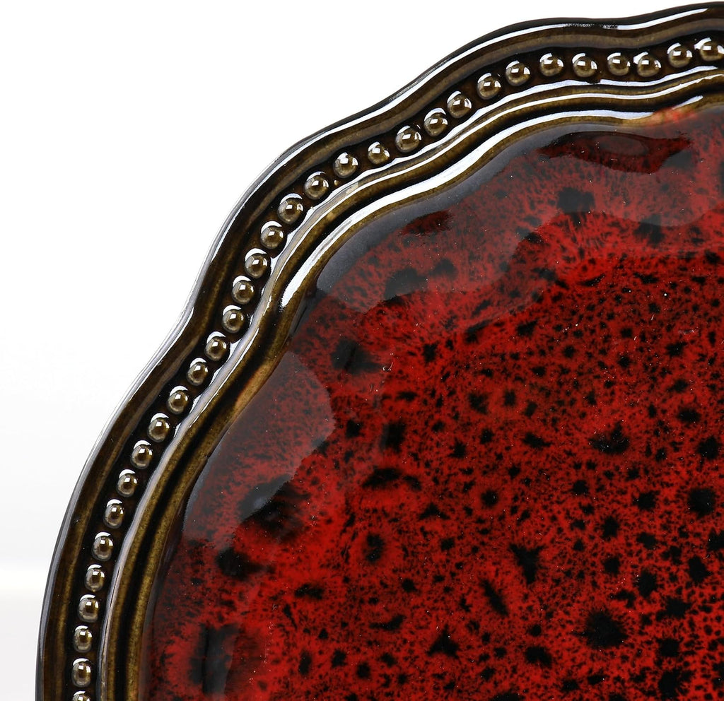 Elama Regency 6 Piece Stoneware Dinner Plate Set Red N208785