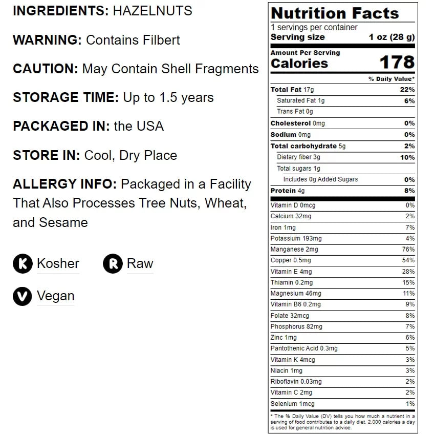 Raw Hazelnuts, 2 Pounds, Kosher by Food to Live C63167
