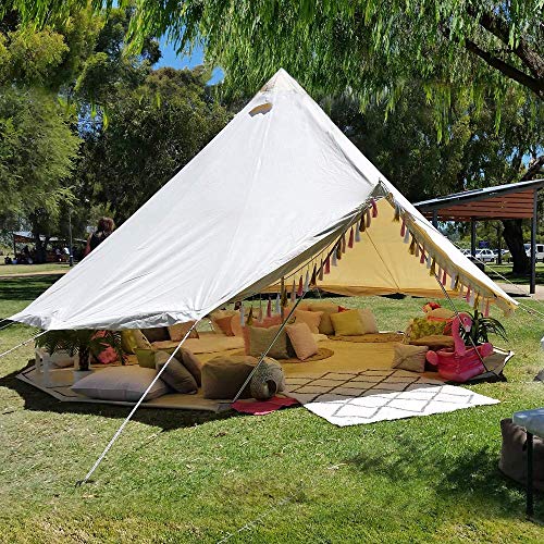 UNISTRENGH 4 Season Large Waterproof Cotton Canvas Bell Tent Beige S737224