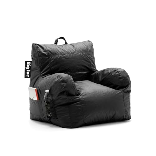 Big Joe Dorm Bean Bag Chair with Drink Holder, Black Smartmax, 3 ft Q1693