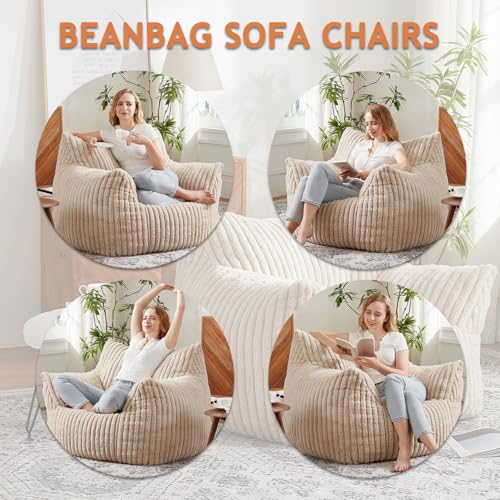 Giant Bean Bag Chair with Filling and Armrests for Adults Teens P241564