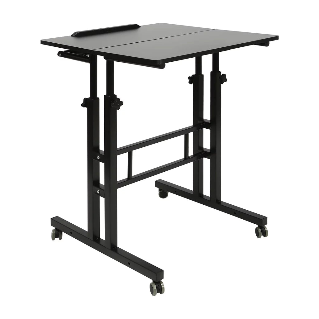 Loyalheartdy 24" Mobile Stand Up Desk Adjustable Height Small Storage Desk with Wheels for Home Office (Black)