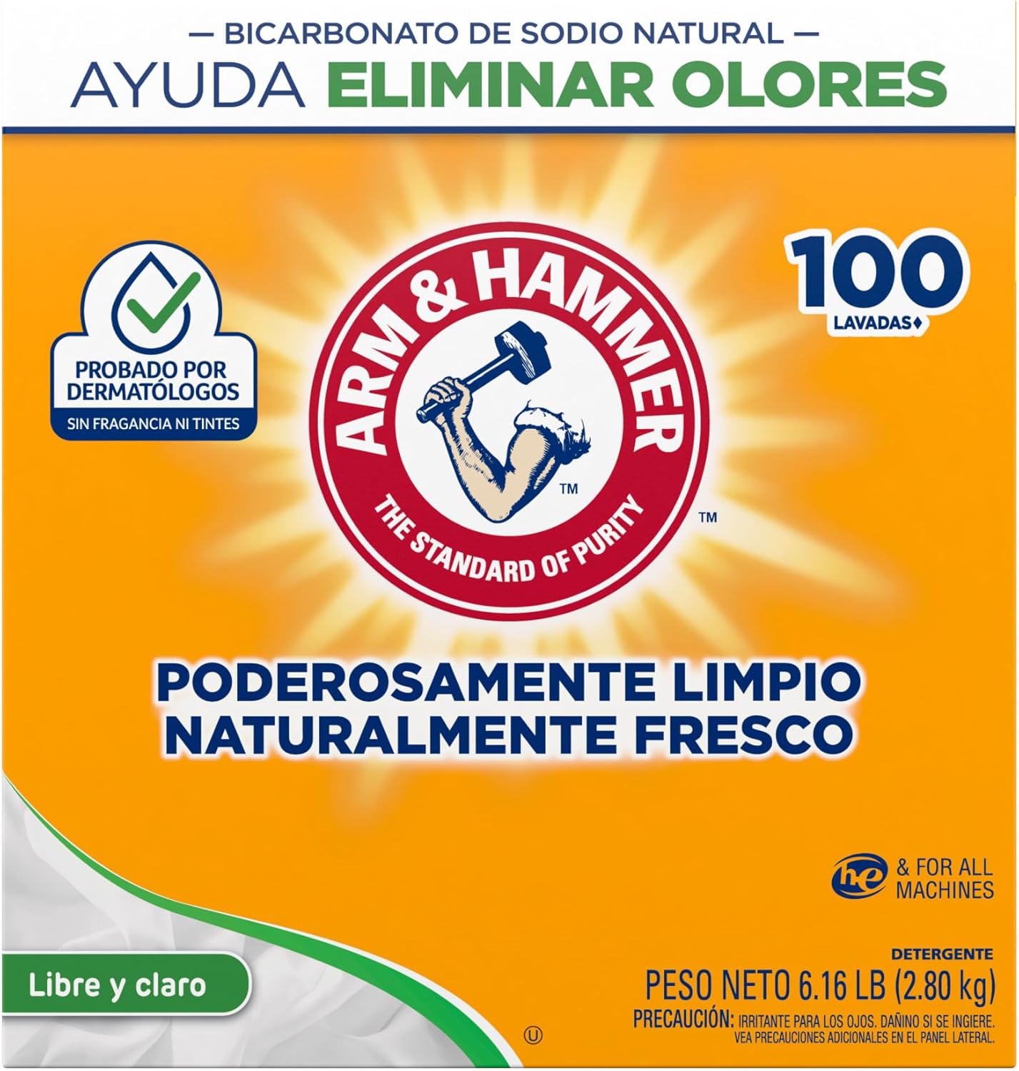 Arm & Hammer Laundry Detergent Powder, Free of Perfume & Dyes, 100 Loads S7263