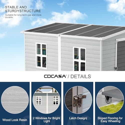 CDCASA 8x6 FT Resin Storage Shed, Waterproof Outdoor Shed with Lockable Door, Dove Grey H801