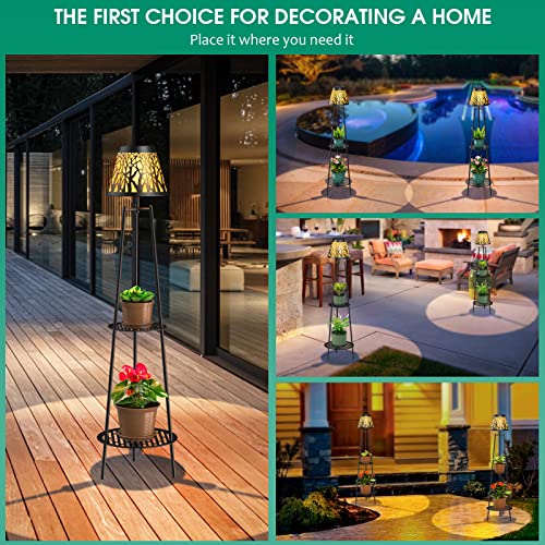 2 Pack Solar Lights Outdoor with Plant Stands - Metal Tripod Patio Decor M835880