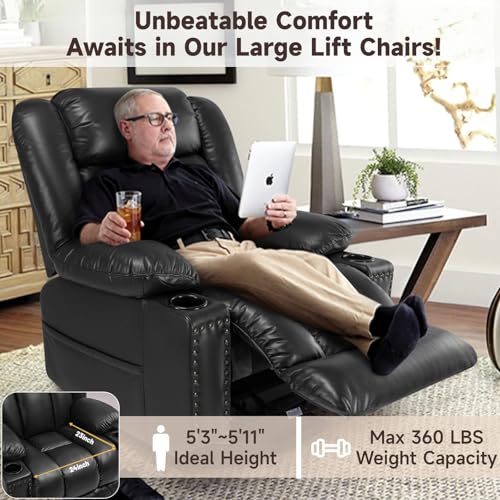 Large Power Lift Chair Recliner for Elderly with Heat and Massage, Dark Brown W500
