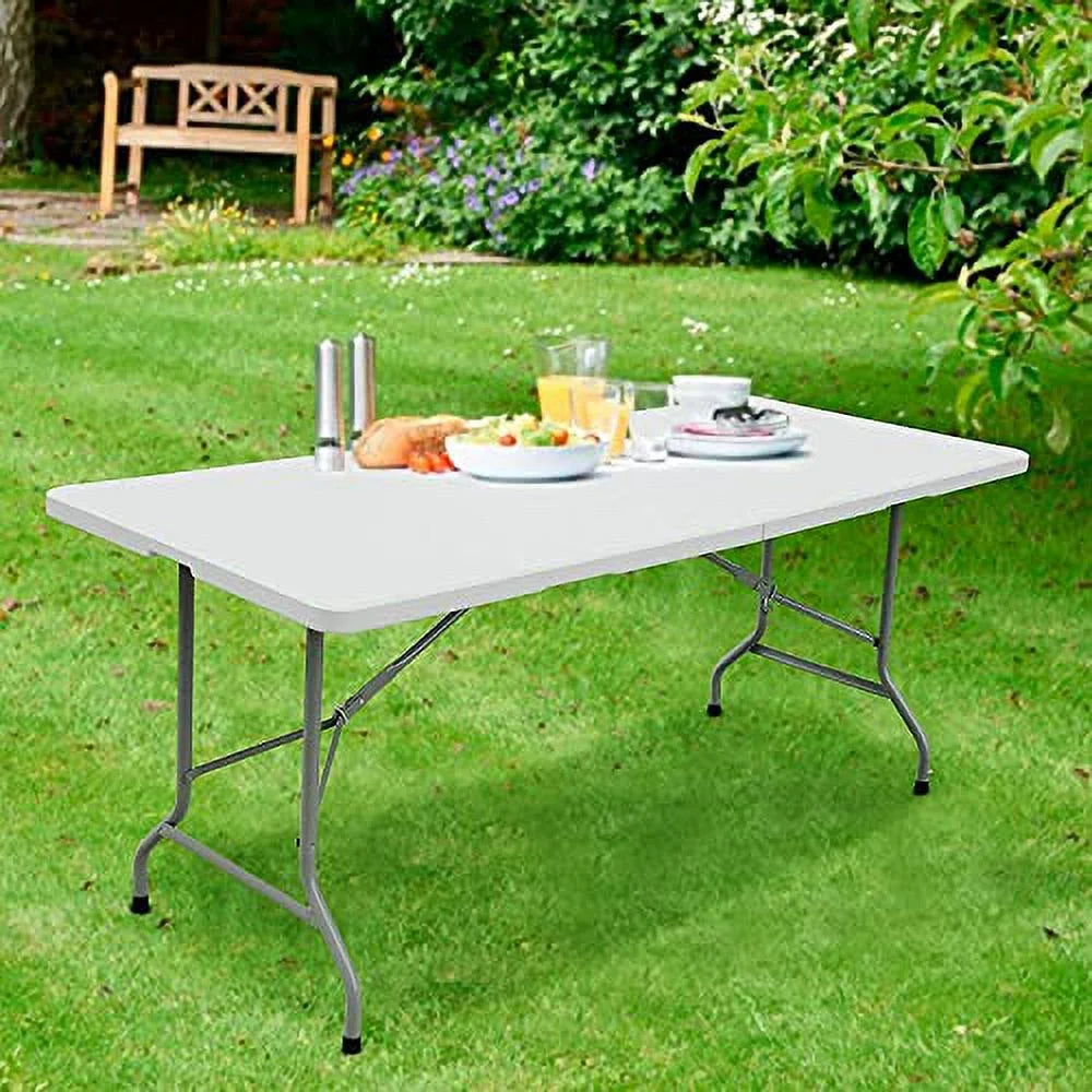 6ft Bi-Fold Folding Table Portable Plastic Indoor Outdoor Picnic Party Dining Camp Table C26995