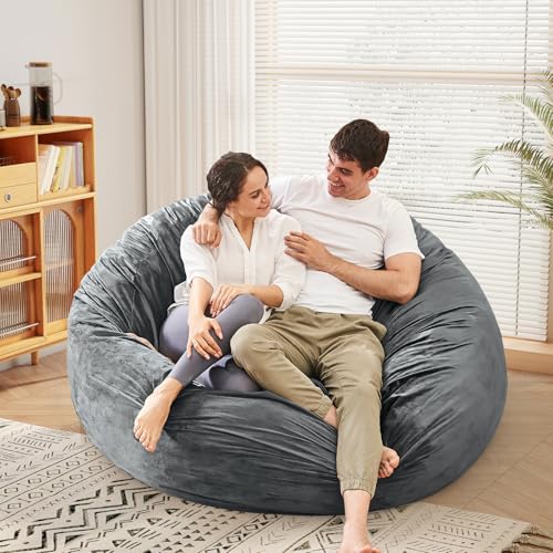 Giant Bean Bag Chair for Adults Convertible Bed with Microfiber Cover Charcoal G62613