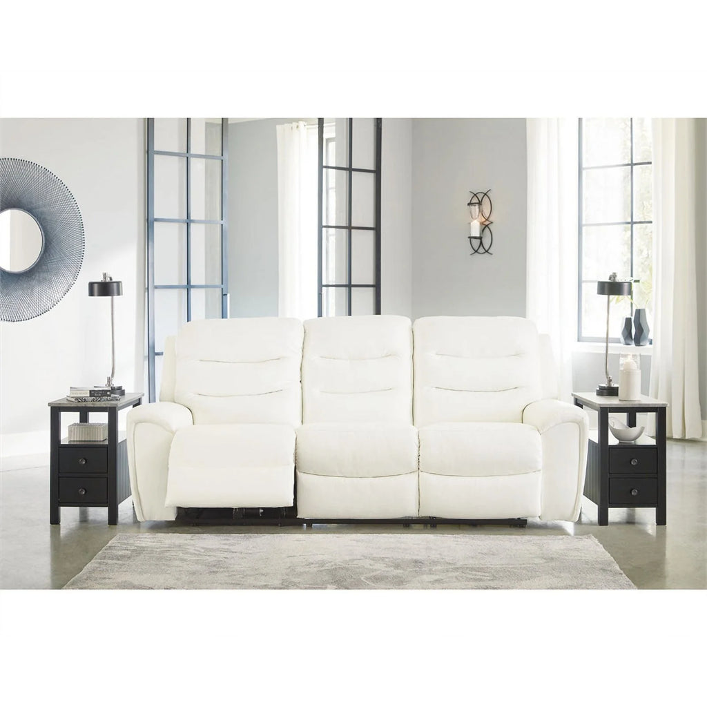 Ashley Furniture Warlin Faux Leather Power Reclining Sofa White V71079