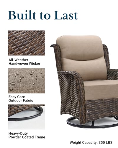 Luxury Patio Furniture Set 7PCS Wicker Conversation Set with Blue Cushions J5390
