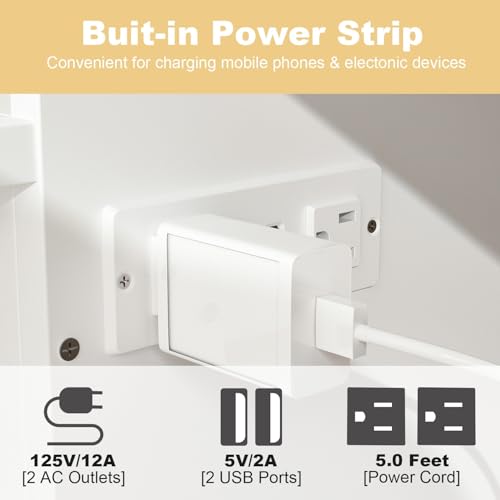 FAMAPY Twin Murphy Bed with Charging Station and Drawer, White R82352