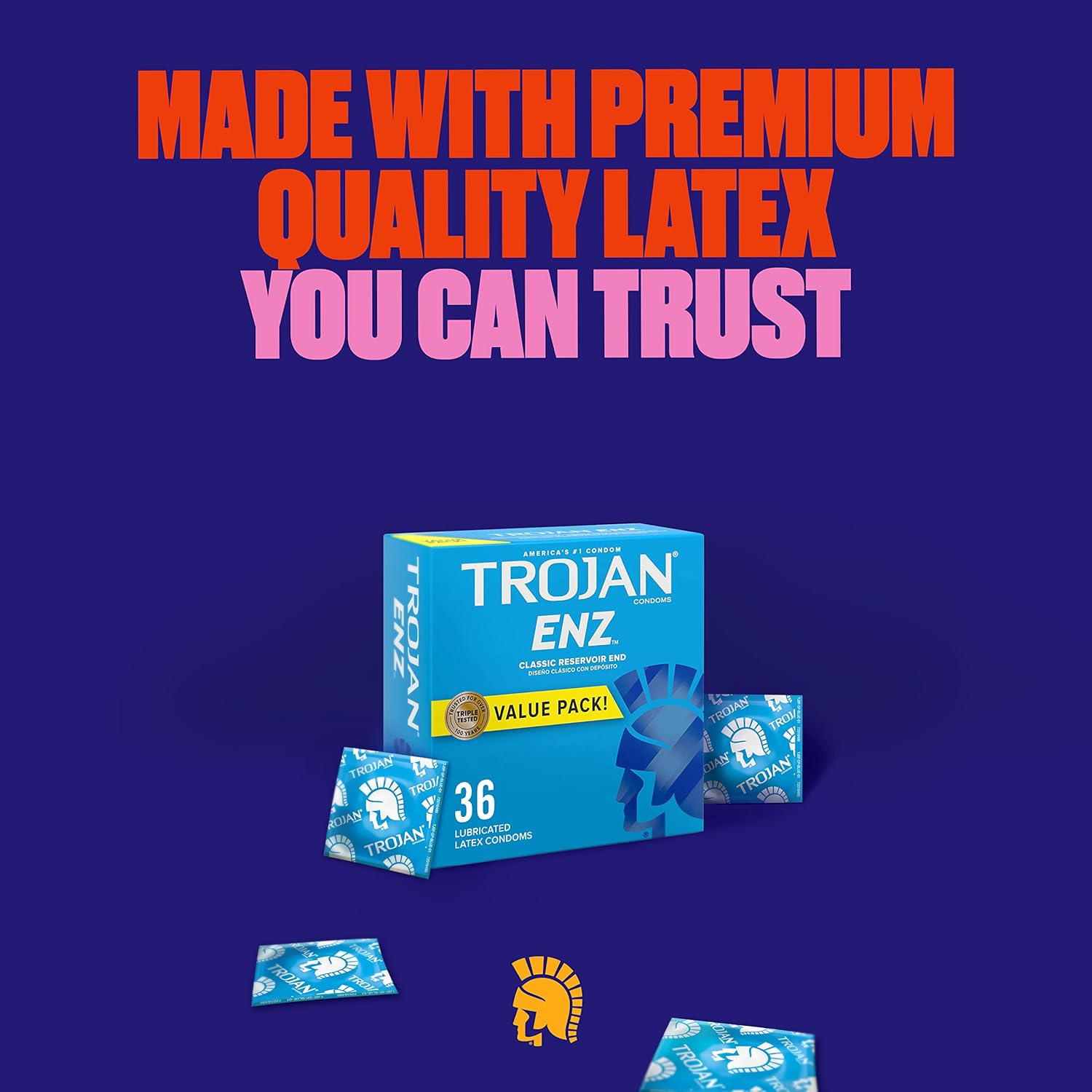 TROJAN ENZ Lubricated Condoms, Latex, 36 Count H473