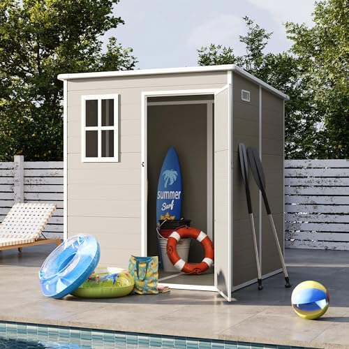 UDPATIO Outdoor Storage Shed 6x6 FT Resin Garden Shed with Lockable Door D90316