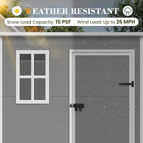 UDPATIO Outdoor Storage Shed 6x6 FT Resin Garden Shed with Lockable Door D90316