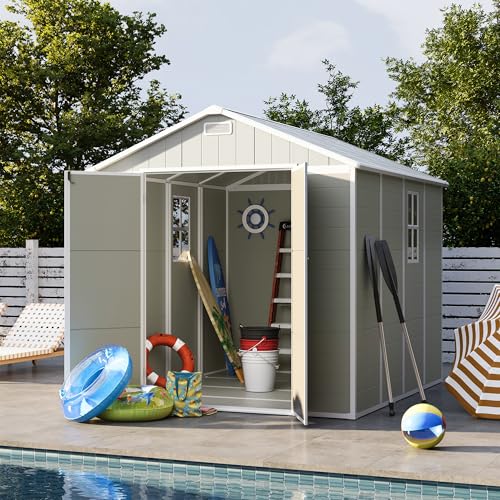 UDPATIO Outdoor Storage Shed 6x6 FT Resin Garden Shed with Lockable Door D90316