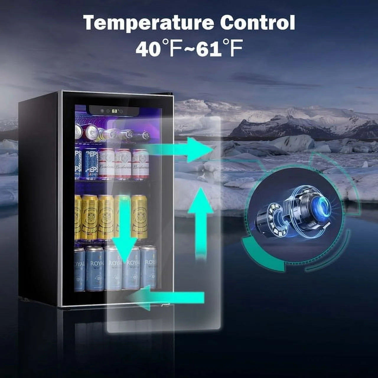 KISSAIR 3.2 Cu.ft Beverage Refrigerator with Glass Door, Black S99255