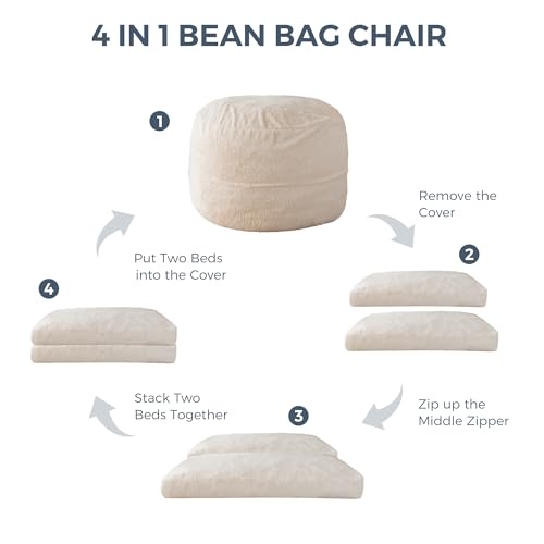 MAXYOYO Giant Bean Bag Chair Bed for Adults, Convertible Floor Sofa G466