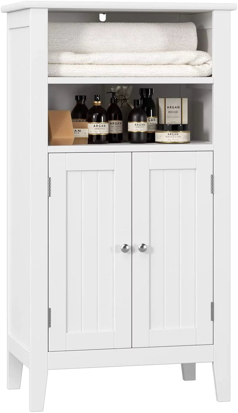 Homfa 2 Tier Bathroom Storage Cabinet with Doors, White Y42661