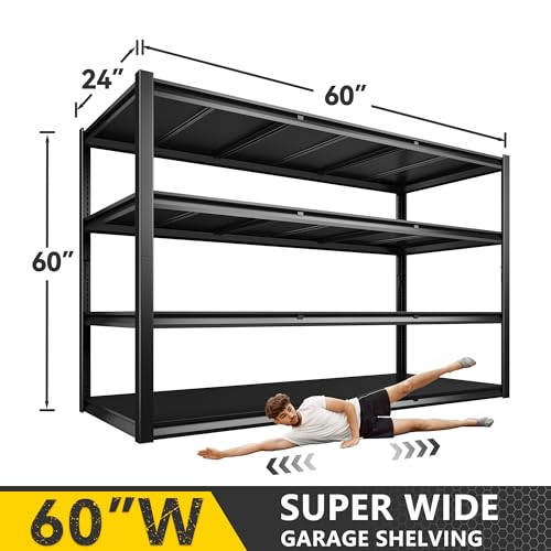 REIBII 60" W Garage Shelving 5-Tier Heavy Duty Metal Storage Shelves B60038