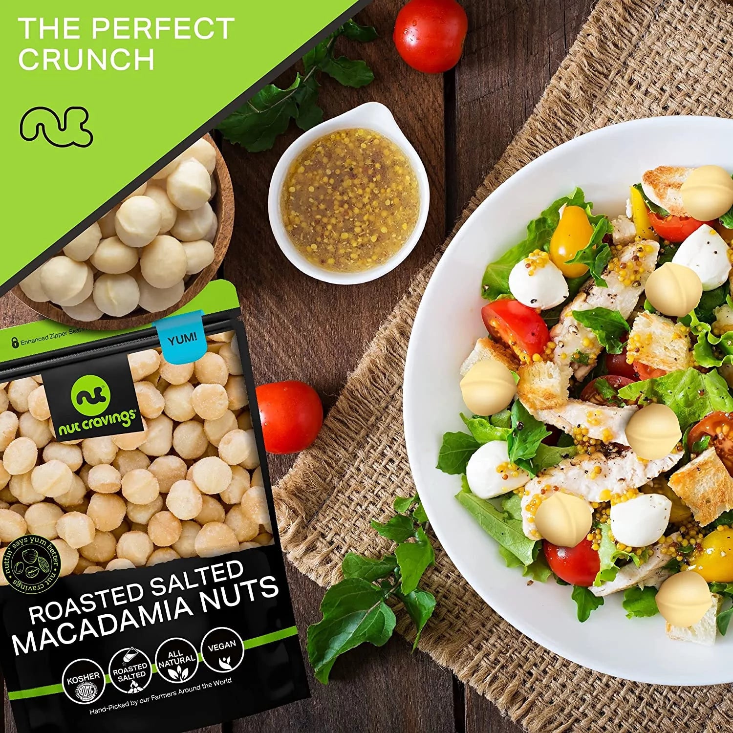 Macadamia Nuts Freshly Roasted & Salted 16oz by Nut Cravings X70886