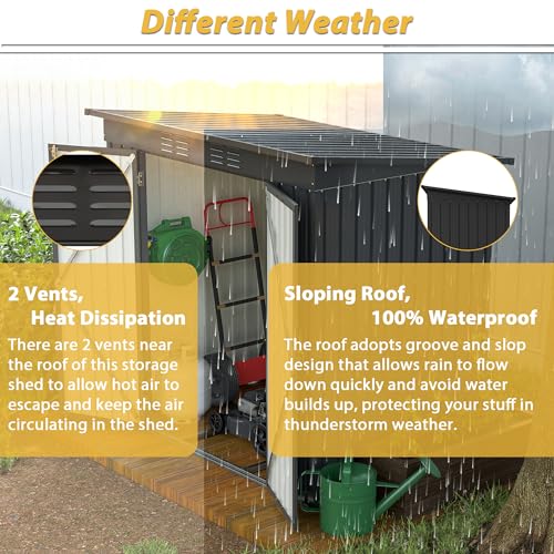 Outdoor Storage Shed 6x4 Ft, Heavy-Duty Resin Tool Shed with Lockable Doors Z7258