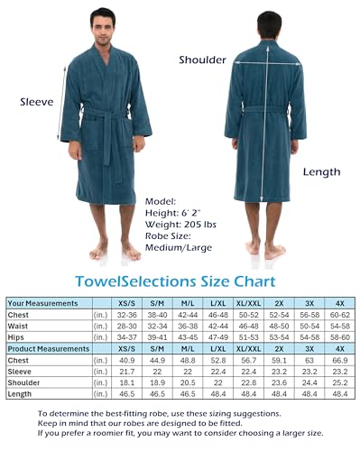 TowelSelections Men's 100% Cotton Terry Cloth Kimono Bathrobe X354