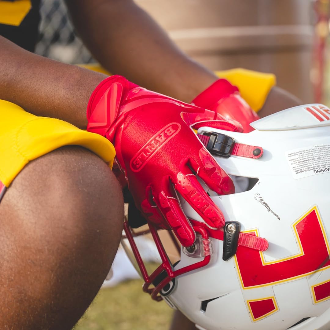Battle Sports Double Threat Football Gloves - Ultra Stick - Youth Small, White M935
