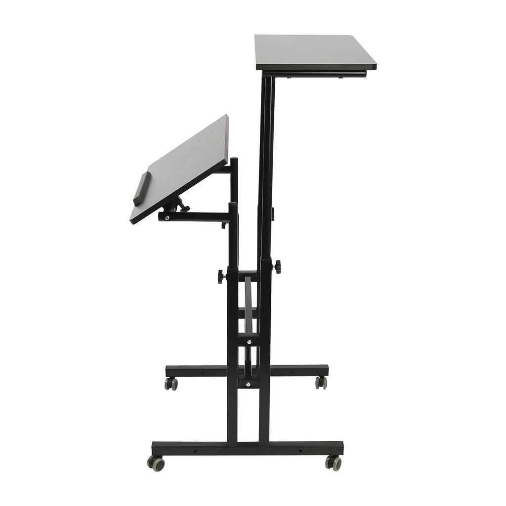 Loyalheartdy 24" Mobile Stand Up Desk with Wheels, Adjustable Height, Black L148256
