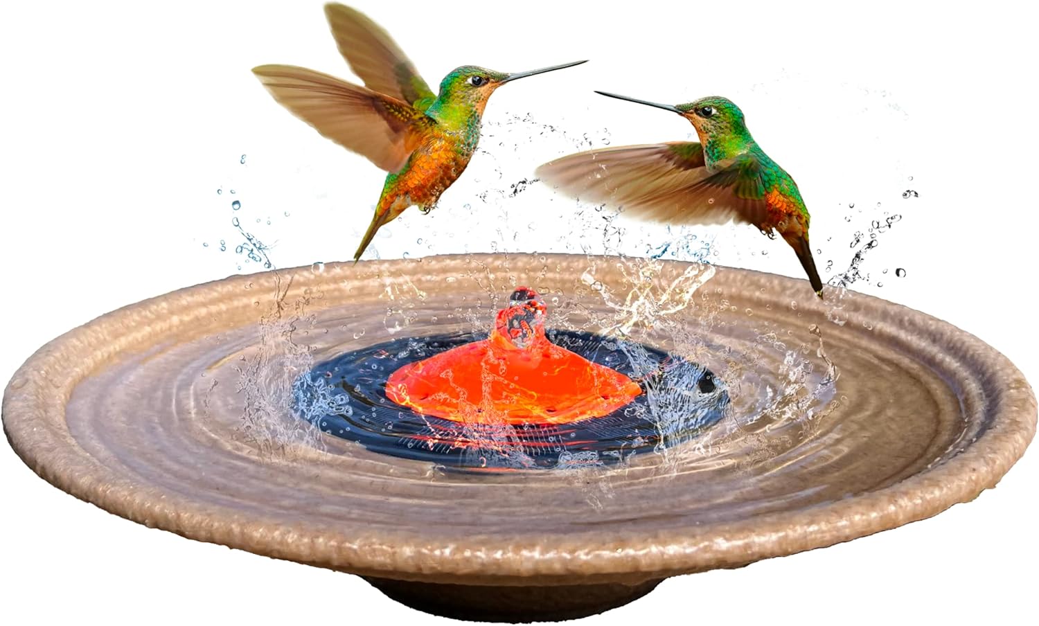 Solar Bubbler Fountain for Hummingbirds, Small Birds, Bird Bath Fountain, Red Dome to Attract Hummingbirds for Garden, Yard, Patio, Outdoors…