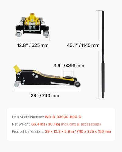 VEVOR 3 Ton Low Profile Aluminum Steel Racing Floor Jack with Dual Pistons Quick Lift Pump Q822